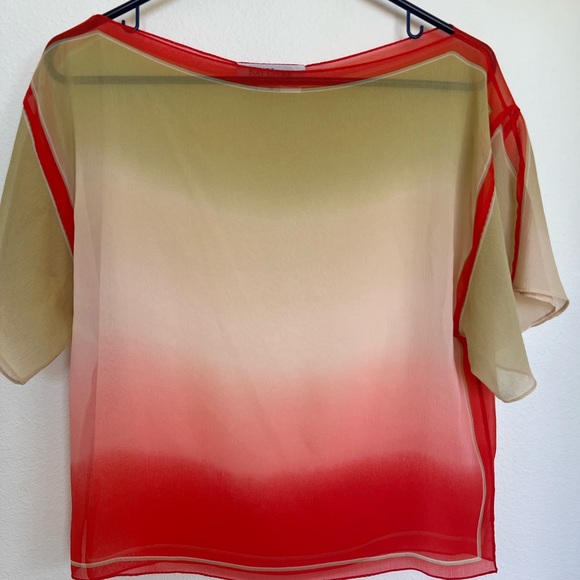Kay Unger Sheer 💯 silk top blouse flowy boho women's size medium - Picture 5 of 9